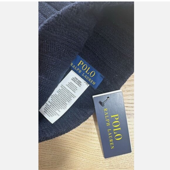 Polo Ralph Lauren Men's Signature Green Pony Wool Blend Rib Knit Cuff Beanie Bl - Picture 3 of 5